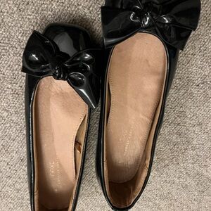 Next Glossy Black Bow Loafers